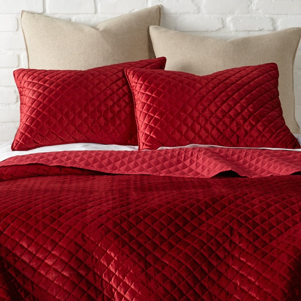 Levtex Luxurious Red Quilted King Pillow Cover Set